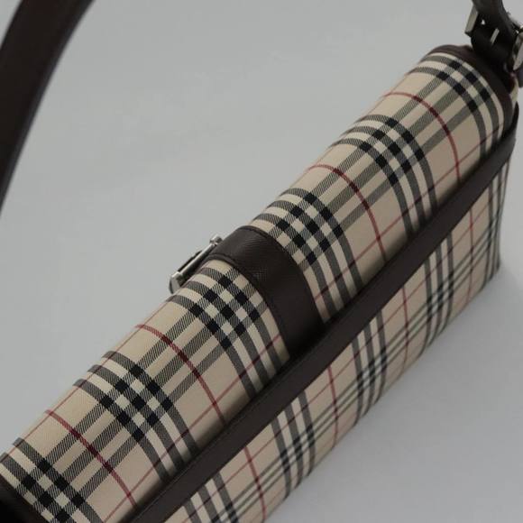 BURBERRY Nova Check Shoulder Bag Canvas Beige Silver Auth 106700 - Picture 6 of 16